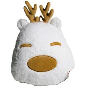 Women Owned Plush Reindeer Accent Pillow White Tan Polyester 14.25 x 11.25 Inch